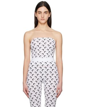 Marine Serre Moon Printed Jersey Second Skin Tube Top - Black