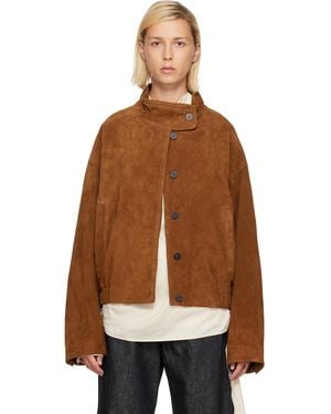 LE17SEPTEMBRE Tan Funnel Neck Suede Jacket - Brown
