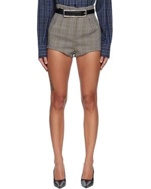 Mugler Checked Pleated Tailored Shorts - Black