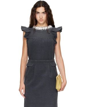 ShuShu/Tong Lace Collar Cap Sleeve Top - Blue