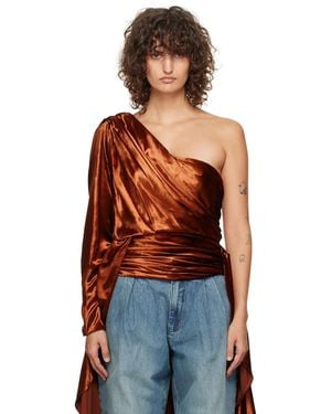 Zimmermann Illustration Asymmetric Blouse - Brown