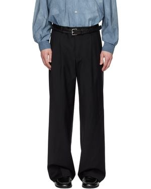 sunflower Wide Pleated Trousers - Black