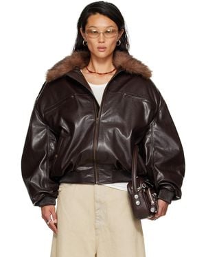 Lu'u Dan Faux-Leather Cargo Flight Jacket - Black