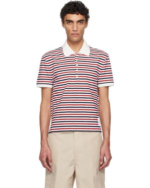 Thom Browne Linen Jersey Short Sleeve Polo - Red