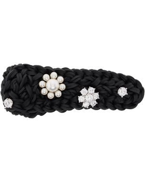 ShuShu/Tong Rhinestone Flower Hair Clip - Black