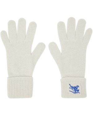 Burberry Off- Logo-Embroidered Gloves - White