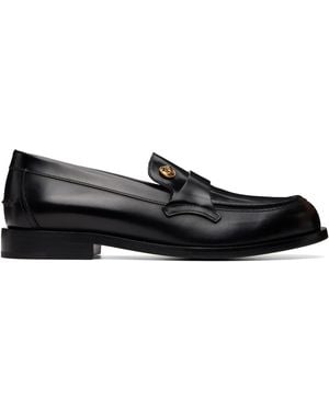 Versace Manu Leather Loafers - Black