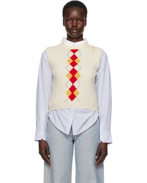 Marni オフホワイト アーガイル ベスト - ブラック