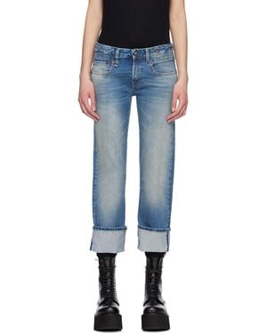 R13 Cuffed Boy Straight Jeans - Blue