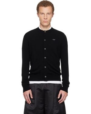 COMME DES GARÇONS PLAY Round Neck Rhinestone Heart Cardigan - Black