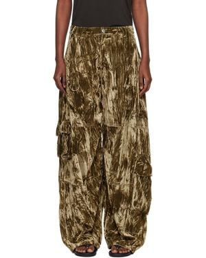 Collina Strada Khaki Velvet Lawn Cargo Pant - Multicolour
