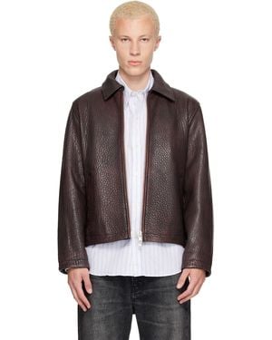 sunflower Burgundy Short Leather Jacket - Brown