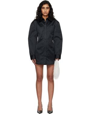 Frankie Shop Akita Satin Cinched Shirt Minidress - Black