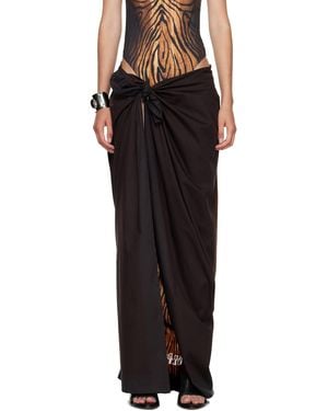 Jean Paul Gaultier Pareo Printed Wood Cover-Up Skirt - Black