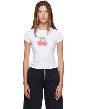 Alexander Wang Cherry Graphic Fitted Ringer T-Shirt - White