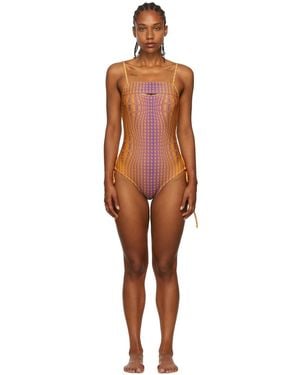 BARRAGÁN Ssense Exclusive Orange & Purple Peeka One-piece Swimsuit - Black
