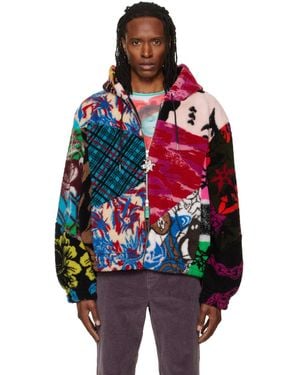 Chopova Lowena Patchwork Oversized Hooded Fleece Jacket - Red