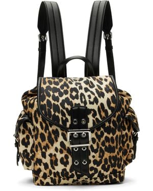 Ganni Leopard Small Nylon Bucky Backpack - Black