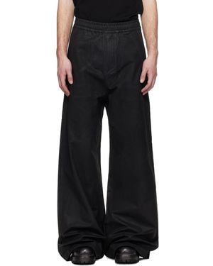 Det Blev Sent Waxed Elastic Trousers - Black