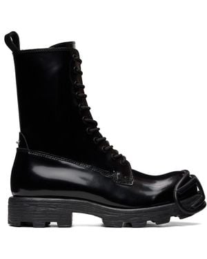 DIESEL Oval D Toe Guard D-Hammer-Leather Boots - Black