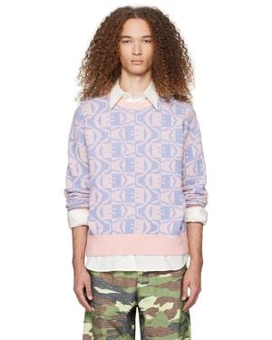 Acne Studios Pink & Blue Jacquard Sweater - White