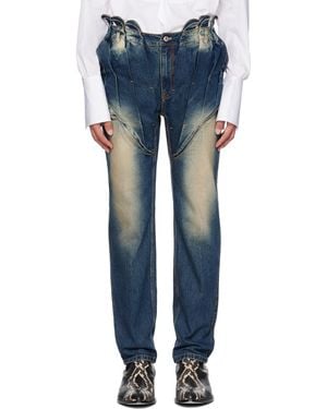JUNTAE KIM Gathered Corset Jeans - Blue