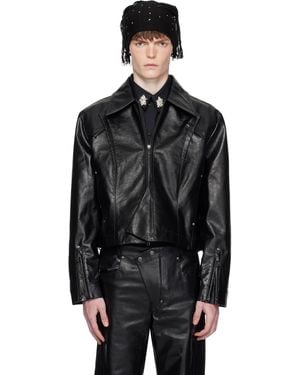 Kiko Kostadinov ブラック Kraner クロップド レザージャケット