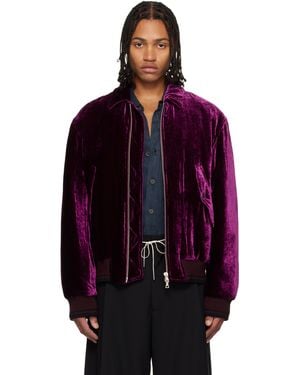 Dries Van Noten Velvet Bomber Jacket - Blue