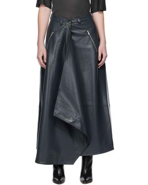 Nanushka Neith Draped Vegan Leather Maxi Skirt - Black