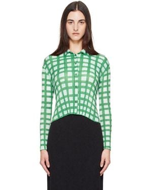 Pleats Please Issey Miyake Chemise Vert Et Bleu À Carreaux