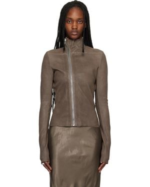 Rick Owens Temple Gary Leather Jacket - Brown