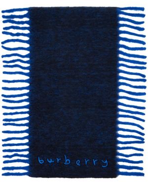 Burberry Alpaca Wool Blend Happy Scarf - Blue