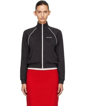 Sporty & Rich Serif Logo Retro Track Jacket - Black