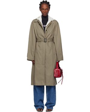 Pushbutton Hooded Single Trench Coat - Black