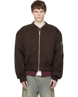 Entire studios Cropped Broad Bomber Jacket - Black
