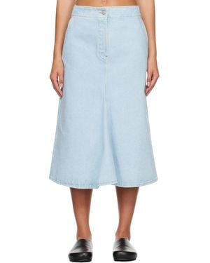 Studio Nicholson Preto Denim Midi Skirt - Blue