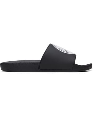 Versace Jeans Couture V Emblem Pool Slides - Black