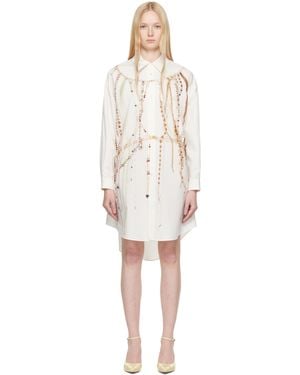 MM6 by Maison Martin Margiela オフホワイト パール シャツ ミニワンピース - ブラック