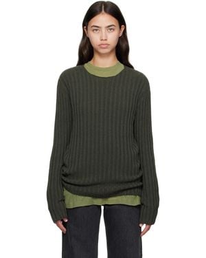 Acne Studios Ribbed Crewneck Knit Sweater - Black