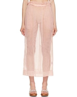 Simone Rocha Gathered Waist Cord Midi Skirt - Pink