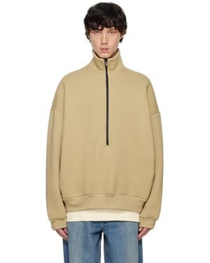 Fear Of God タン フリース モックネック ハーフジップ スウェットシャツ - ナチュラル