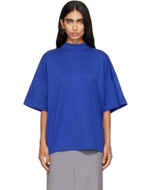 Jil Sander Cotton Mock-Neck T-Shirt - Blue