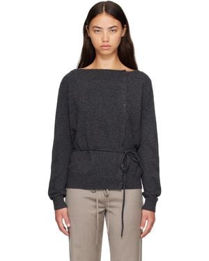 St. Agni Cardigan Asymétrique Gris En Cachemire - Noir