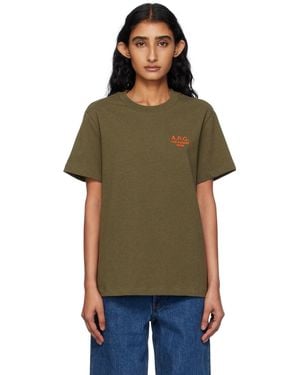 A.P.C. Khaki Standard 'Rue Madame' T-Shirt - Multicolour