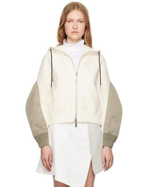 Sacai オフホワイト ベルト付き フェイクファー コート