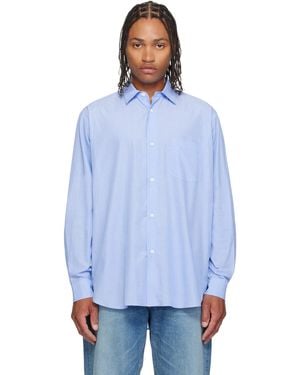 Ssstein Smooth Cotton Oversized Regular Collar Shirt - Blue