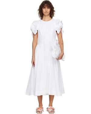 Simone Rocha Rose Puff Sleeve Hip Midi Dress - Black