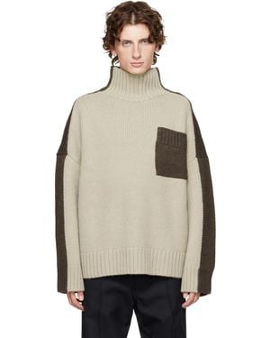 JW Anderson Khaki Two Tone Patch Pocket Turtleneck - Natural