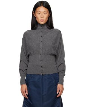 OPEN YY Button Up Blouson Cardigan - Grey