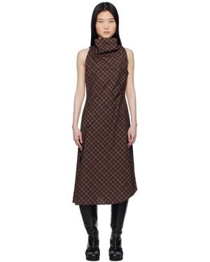 Pushbutton Halter Sleeveless Midi Dress - Black